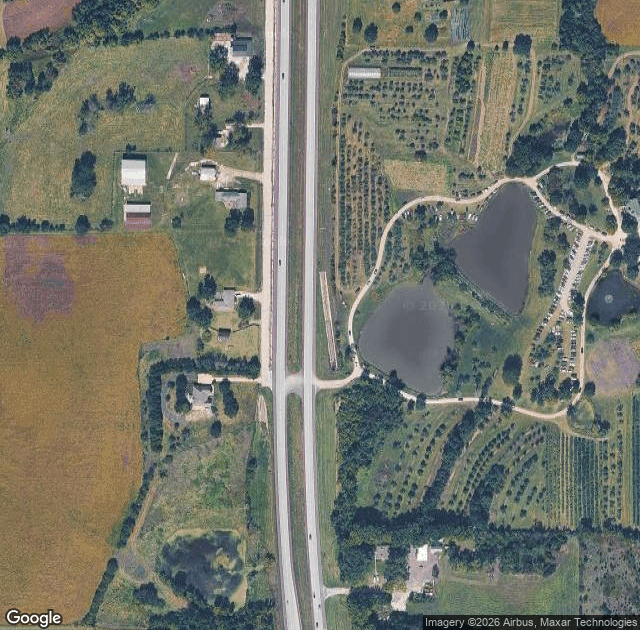 Aerial view of Cider Hill Family Orchard in Kansas City, KS