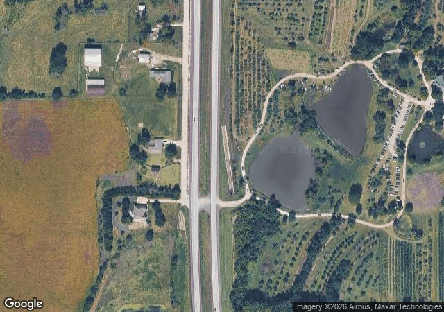 Aerial view of Cider Hill Family Orchard in Kansas City, KS