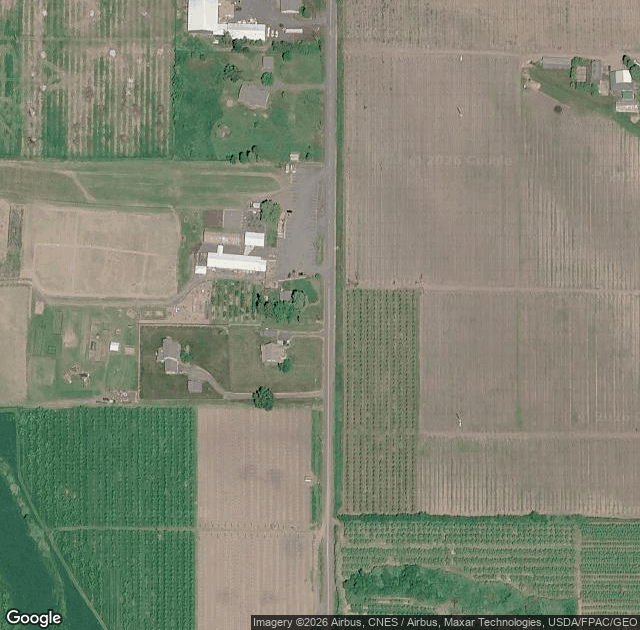 Aerial view of Packer Orchards & Farm Place in Hood River, OR