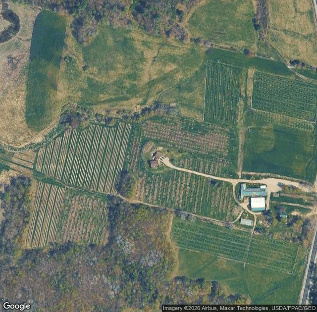 Aerial view of Rocky Ridge Orchard in Bowdoin, ME