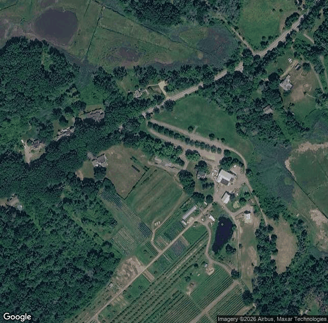 Aerial view of Russell Orchards in Ipswich, MA